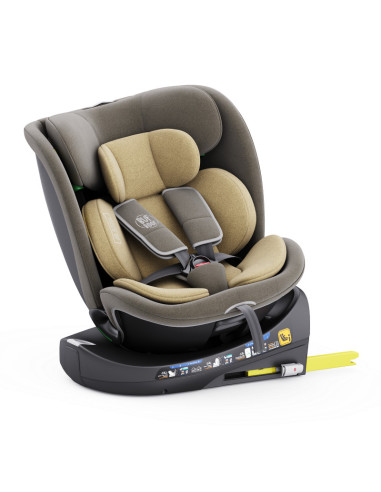 B.Joy_LightBrown,Scaun Auto B-Joy DELUXE BUF BOOF iSIZE LightBrown cu Isofix pozitie somn 155 grade rotativ 360 grade 40-150 cm