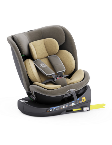 B.Joy_LightBrown,Scaun Auto B-Joy DELUXE BUF BOOF iSIZE LightBrown cu Isofix pozitie somn 155 grade rotativ 360 grade 40-150 cm