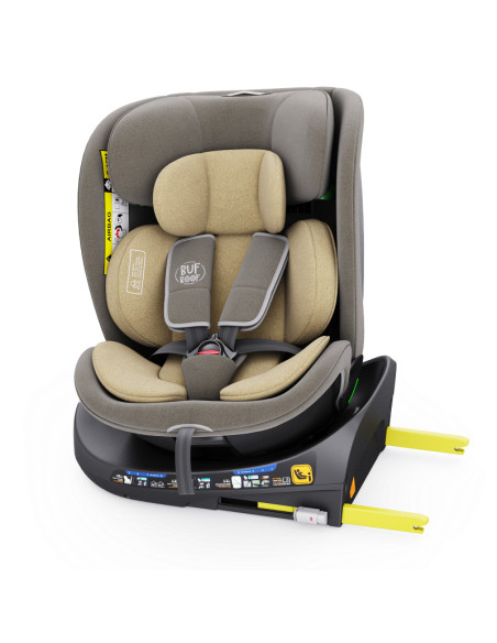 B.Joy_LightBrown,Scaun Auto B-Joy DELUXE BUF BOOF iSIZE LightBrown cu Isofix pozitie somn 155 grade rotativ 360 grade 40-150 cm