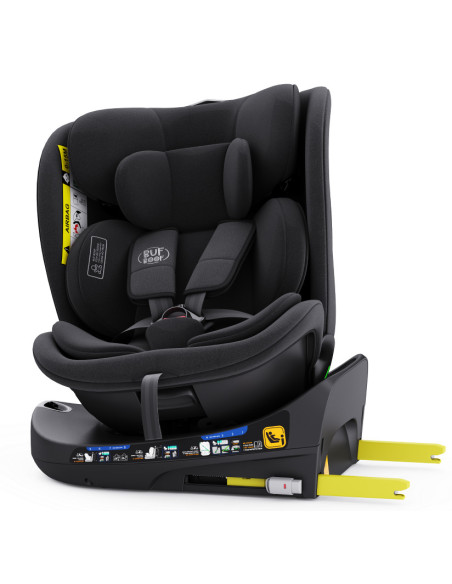 B.Joy_Black,Scaun Auto B-Joy DELUXE BUF BOOF iSIZE Black cu Isofix pozitie somn 155 grade rotativ 360 grade 40-150 cm