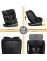 B.Joy_Black,Scaun Auto B-Joy DELUXE BUF BOOF iSIZE Black cu Isofix pozitie somn 155 grade rotativ 360 grade 40-150 cm