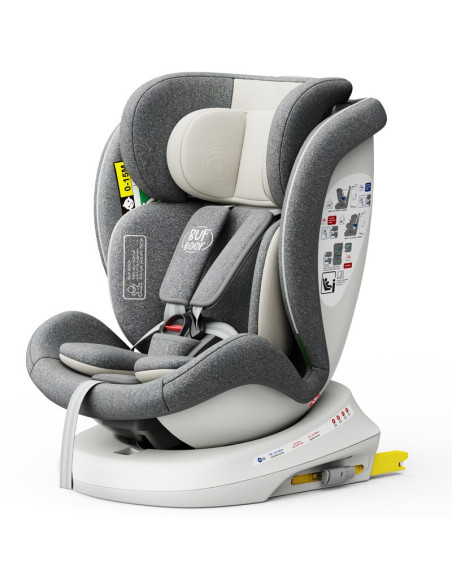 iSizeTWT_CreamGrey,Scaun Auto TWT Plus DELUXE BUF BOOF iSIZE CreamGrey cu Isofix rotativ 360 grade 40-150 cm