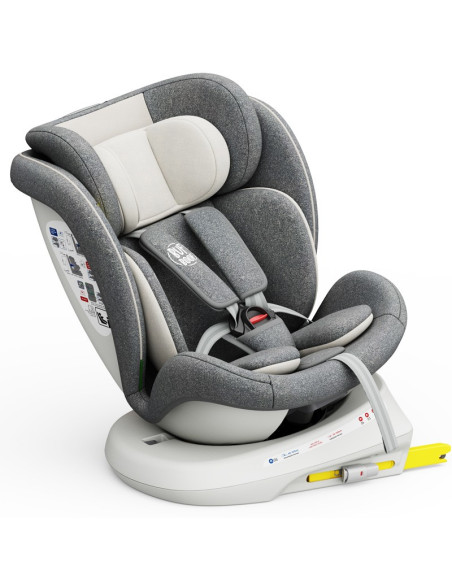 iSizeTWT_CreamGrey,Scaun Auto TWT Plus DELUXE BUF BOOF iSIZE CreamGrey cu Isofix rotativ 360 grade 40-150 cm