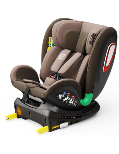 906Platinum_Coffee,Scaun auto Platinum Deluxe i-Size Buf Boof cu isofix rotativ 360 grade Top Tether SIPS 40-150 cm 0-36 kg Coff