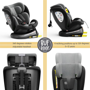 iSizeTWT_Black,Scaun Auto TWT Plus DELUXE BUF BOOF iSIZE Black cu Isofix rotativ 360 grade 40-150 cm 2