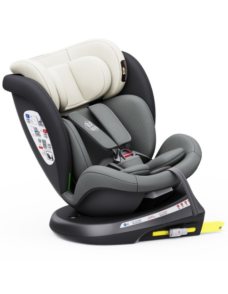 iSizeTWT_MandaraGrey,Scaun Auto TWT Plus DELUXE BUF BOOF iSIZE MandaraGrey cu Isofix rotativ 360 grade 40-150 cm