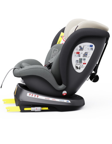 iSizeTWT_MandaraGrey,Scaun Auto TWT Plus DELUXE BUF BOOF iSIZE MandaraGrey cu Isofix rotativ 360 grade 40-150 cm
