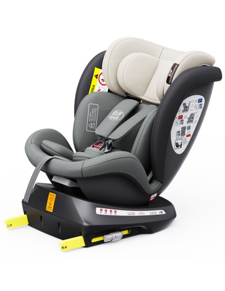 iSizeTWT_MandaraGrey,Scaun Auto TWT Plus DELUXE BUF BOOF iSIZE MandaraGrey cu Isofix rotativ 360 grade 40-150 cm