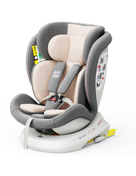 iSizeTWT_Pink,Scaun Auto TWT Plus DELUXE BUF BOOF iSIZE Pink cu Isofix rotativ 360 grade 40-150 cm
