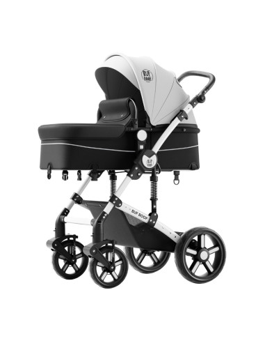 A1-White,Carucior 2 in 1 reversibil A1 Deluxe BUF BOOF Black and White 0 36 luni