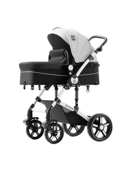 A1-White,Carucior 2 in 1 reversibil A1 Deluxe BUF BOOF Black and White 0 36 luni