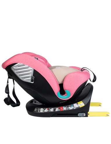 Saphir_UnicornPink,Scaun Auto Saphir DELUXE BUF BOOF iSIZE UnicornPink cu Isofix pozitie somn 165 grade rotativ 360 grade 40-150