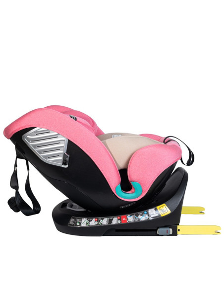 Saphir_UnicornPink,Scaun Auto Saphir DELUXE BUF BOOF iSIZE UnicornPink cu Isofix pozitie somn 165 grade rotativ 360 grade 40-150
