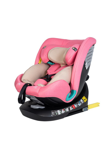 Saphir_UnicornPink,Scaun Auto Saphir DELUXE BUF BOOF iSIZE UnicornPink cu Isofix pozitie somn 165 grade rotativ 360 grade 40-150