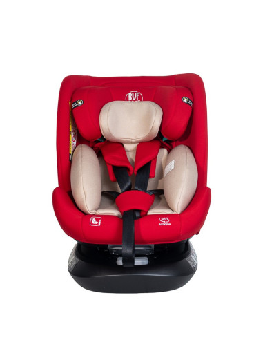 Saphir_Red,Scaun Auto Saphir DELUXE BUF BOOF iSIZE Red cu Isofix pozitie somn 165 grade rotativ 360 grade 40-150 cm
