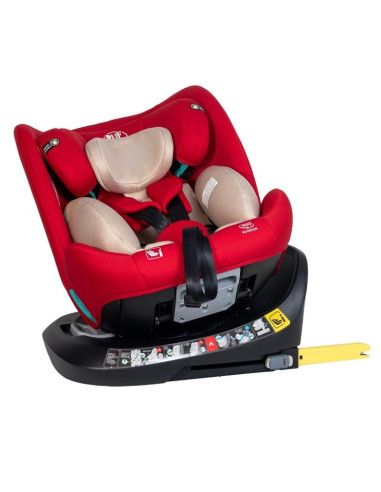 Saphir_Red,Scaun Auto Saphir DELUXE BUF BOOF iSIZE Red cu Isofix pozitie somn 165 grade rotativ 360 grade 40-150 cm