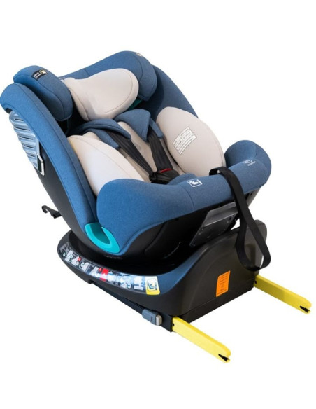 Saphir_Blue,Scaun Auto Saphir DELUXE BUF BOOF iSIZE Blue cu Isofix pozitie somn 165 grade rotativ 360 grade 40-150 cm