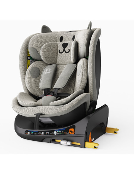 B.Joy_LightGreyCAT,Scaun Auto B-Joy DELUXE BUF BOOF iSIZE LightGreyCAT cu Isofix pozitie somn 155 grade rotativ 360 grade 40-150
