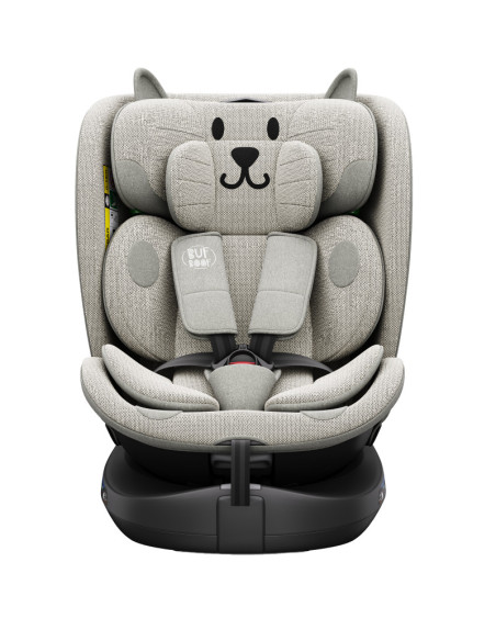 B.Joy_LightGreyCAT,Scaun Auto B-Joy DELUXE BUF BOOF iSIZE LightGreyCAT cu Isofix pozitie somn 155 grade rotativ 360 grade 40-150