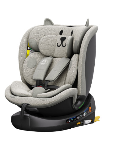 B.Joy_LightGreyCAT,Scaun Auto B-Joy DELUXE BUF BOOF iSIZE LightGreyCAT cu Isofix pozitie somn 155 grade rotativ 360 grade 40-150