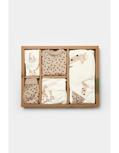 UP-BC-CSY5112,Set de 10 piese pentru nou nascut, 100% bumbac organic, Giraffe, BabyCosy