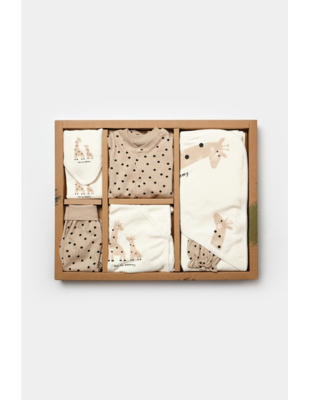 UP-BC-CSY5112,Set de 10 piese pentru nou nascut, 100% bumbac organic, Giraffe, BabyCosy