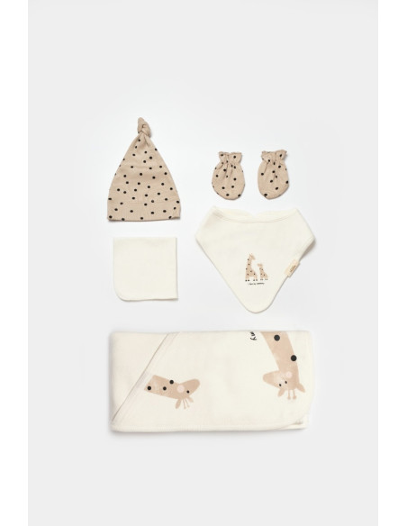 UP-BC-CSY5112,Set de 10 piese pentru nou nascut, 100% bumbac organic, Giraffe, BabyCosy