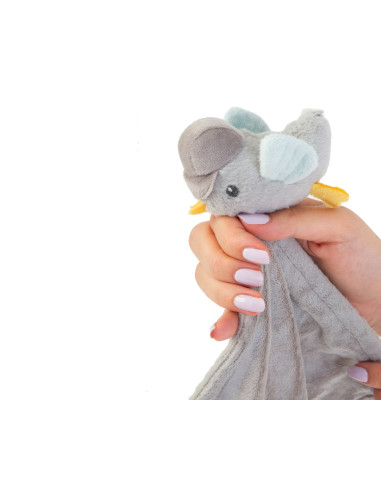 UP-bj_8581,Jucarie dentitie cu paturica pathwork Bird, BabyJem, gri