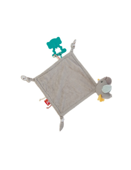 UP-bj_8581,Jucarie dentitie cu paturica pathwork Bird, BabyJem, gri