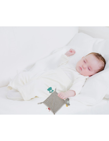 UP-bj_8581,Jucarie dentitie cu paturica pathwork Bird, BabyJem, gri