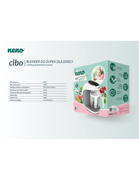 UP-NEN-MAM-UR001,Neno Cibo – blender pentru copii cu funcție de gătire la abur