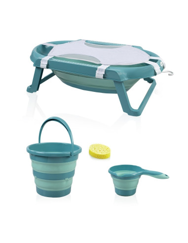 UP-bj_5964,Set cadita pliabila de baie Babyjem, 5 piese, turcoaz