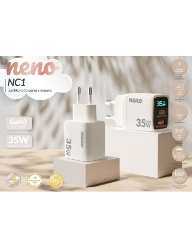 UP-NEN-DOM-LS001,Adaptor priza 35W cu incarcare rapida si protectie supracurent