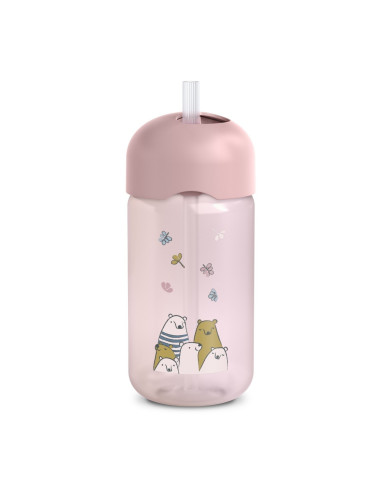 UP-8426420086745,Sticlă de apă fără picurare, Bears, 340 ml, roz, Suavinex