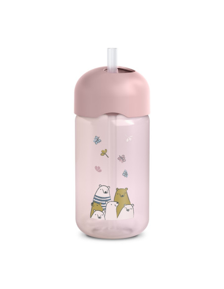 UP-8426420086745,Sticlă de apă fără picurare, Bears, 340 ml, roz, Suavinex