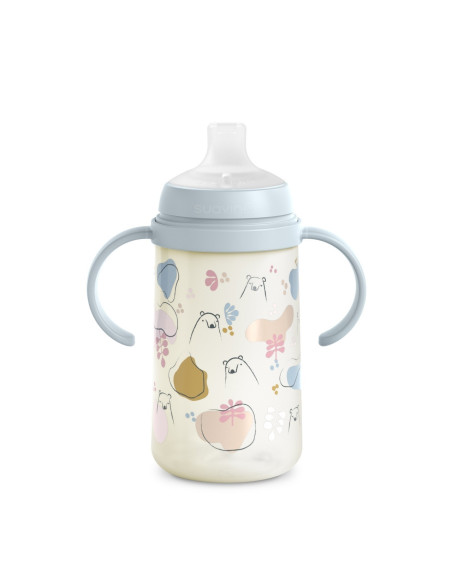 UP-8426420087018,Cana cu muștiuc din silicon, 270 ml, Bears, albastru, Suavinex