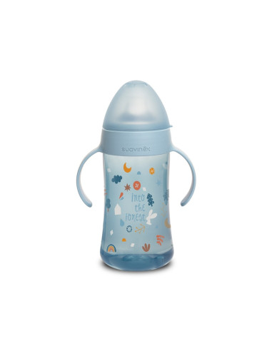 UP-8426420071499,Cana cu muștiuc de silicon, 270 ml, albastru, Forest, Suavinex