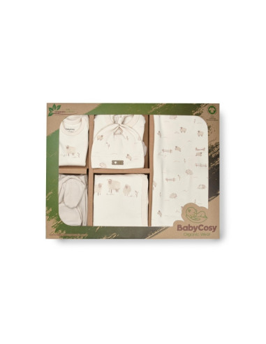 UP-BC-CSY8190,Set de 10 piese pentru nou nascut, 100% bumbac organic, Lamb, BabyCosy