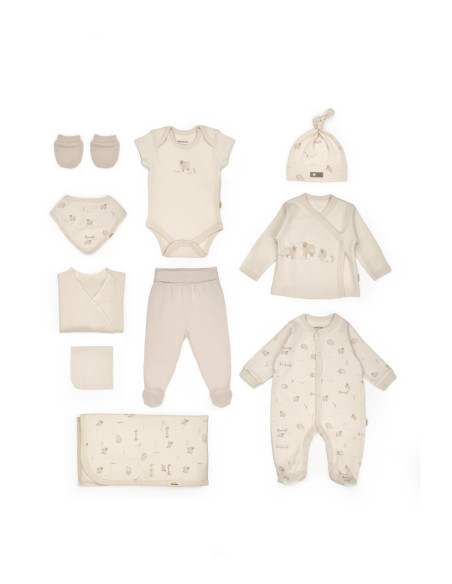 UP-BC-CSY8190,Set de 10 piese pentru nou nascut, 100% bumbac organic, Lamb, BabyCosy