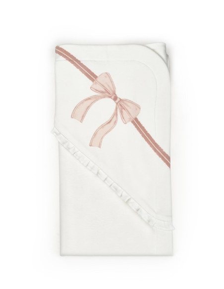 UP-BC-CSY8168,Paturica pentru nou nascut, 100% bumbac organic, Bow, BabyCosy, powder