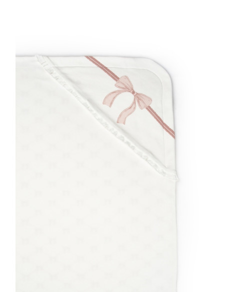 UP-BC-CSY8168,Paturica pentru nou nascut, 100% bumbac organic, Bow, BabyCosy, powder