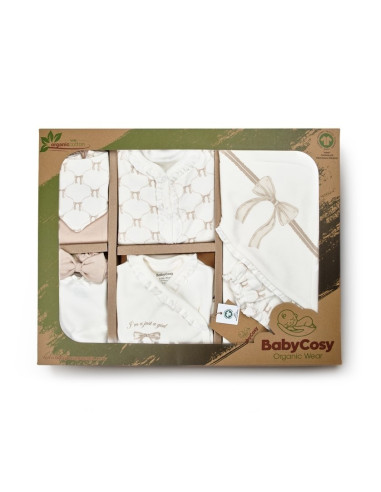 UP-BC-CSY8169,Set de 10 piese pentru nou nascut, Bow, stone, 100% bumbac organic, BabyCosy