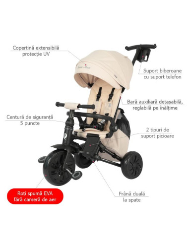 3250S70344,Tricicleta ultrapliabila Qplay Nova MAX Bej