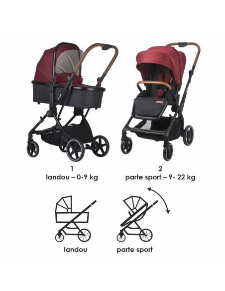 322065221325080000,Carucior modular 3in1 Coccolle Saliara Cabernet+ Scoica auto iSize Coccolle Knox Black