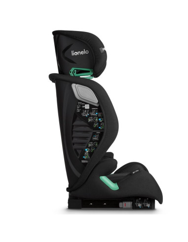 BN-LO-IGO_I-SIZE_BLACK_CARBON,Scaun auto, Lionelo, i-Size Igo, 100- 150 cm, Cu isofix, Protectie laterala, Ajustare spatar in 2 