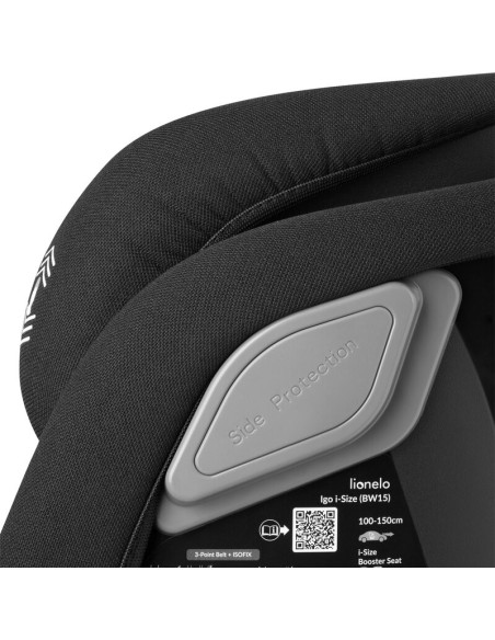 BN-LO-IGO_I-SIZE_BLACK_CARBON,Scaun auto, Lionelo, i-Size Igo, 100- 150 cm, Cu isofix, Protectie laterala, Ajustare spatar in 2 