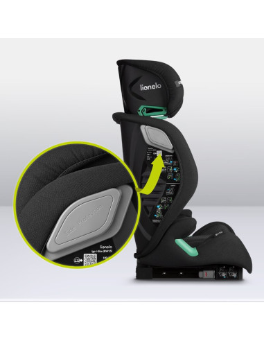BN-LO-IGO_I-SIZE_BLACK_CARBON,Scaun auto, Lionelo, i-Size Igo, 100- 150 cm, Cu isofix, Protectie laterala, Ajustare spatar in 2 