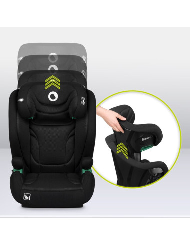 BN-LO-IGO_I-SIZE_BLACK_CARBON,Scaun auto, Lionelo, i-Size Igo, 100- 150 cm, Cu isofix, Protectie laterala, Ajustare spatar in 2 