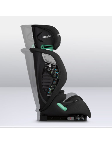 BN-LO-IGO_I-SIZE_BLACK_CARBON,Scaun auto, Lionelo, i-Size Igo, 100- 150 cm, Cu isofix, Protectie laterala, Ajustare spatar in 2 
