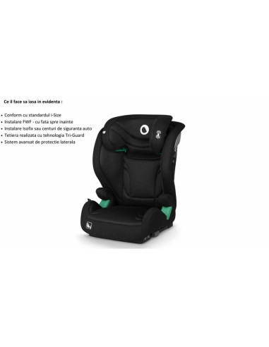 BN-LO-IGO_I-SIZE_BLACK_CARBON,Scaun auto, Lionelo, i-Size Igo, 100- 150 cm, Cu isofix, Protectie laterala, Ajustare spatar in 2 